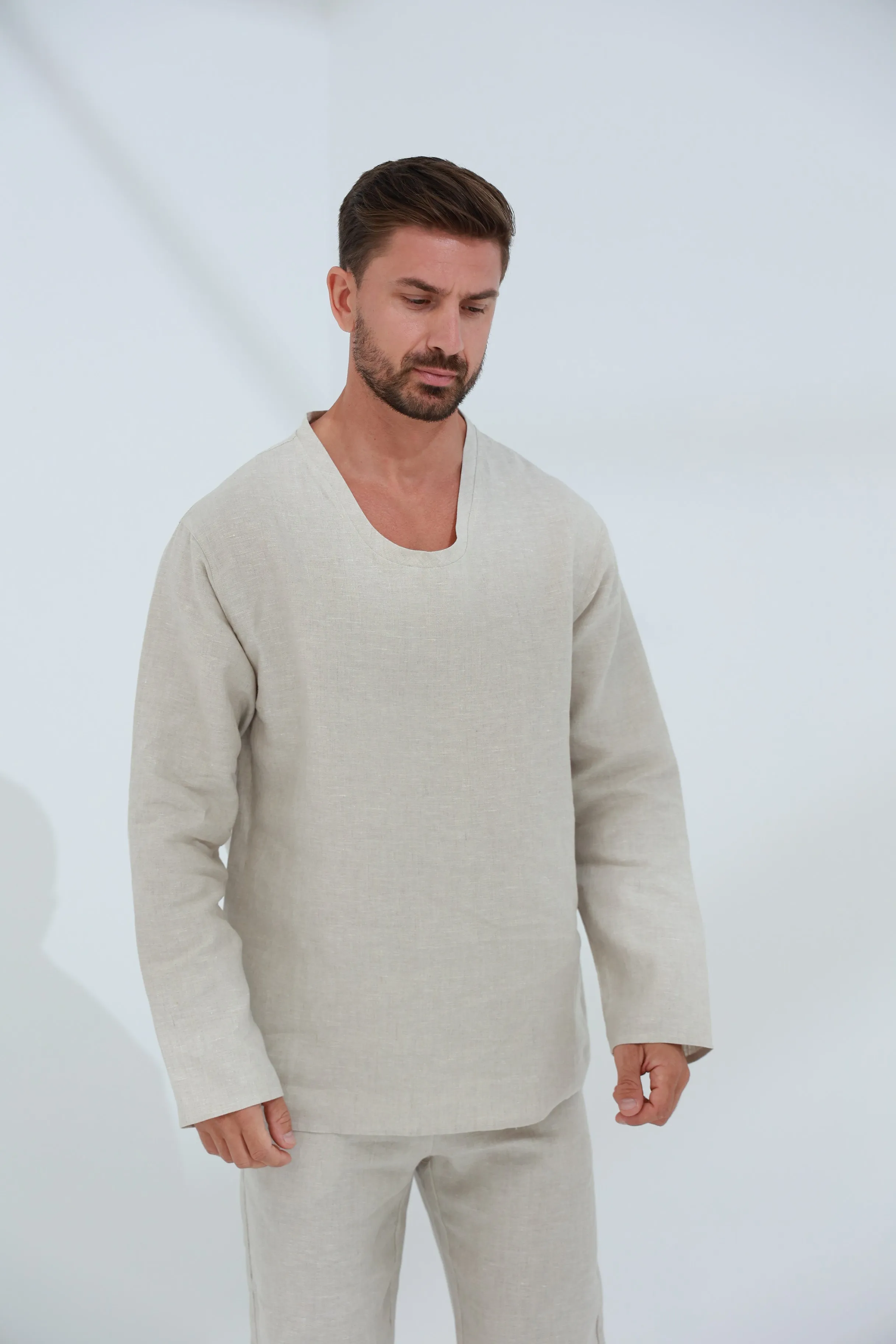 Ditta Men's Linen Top Beige