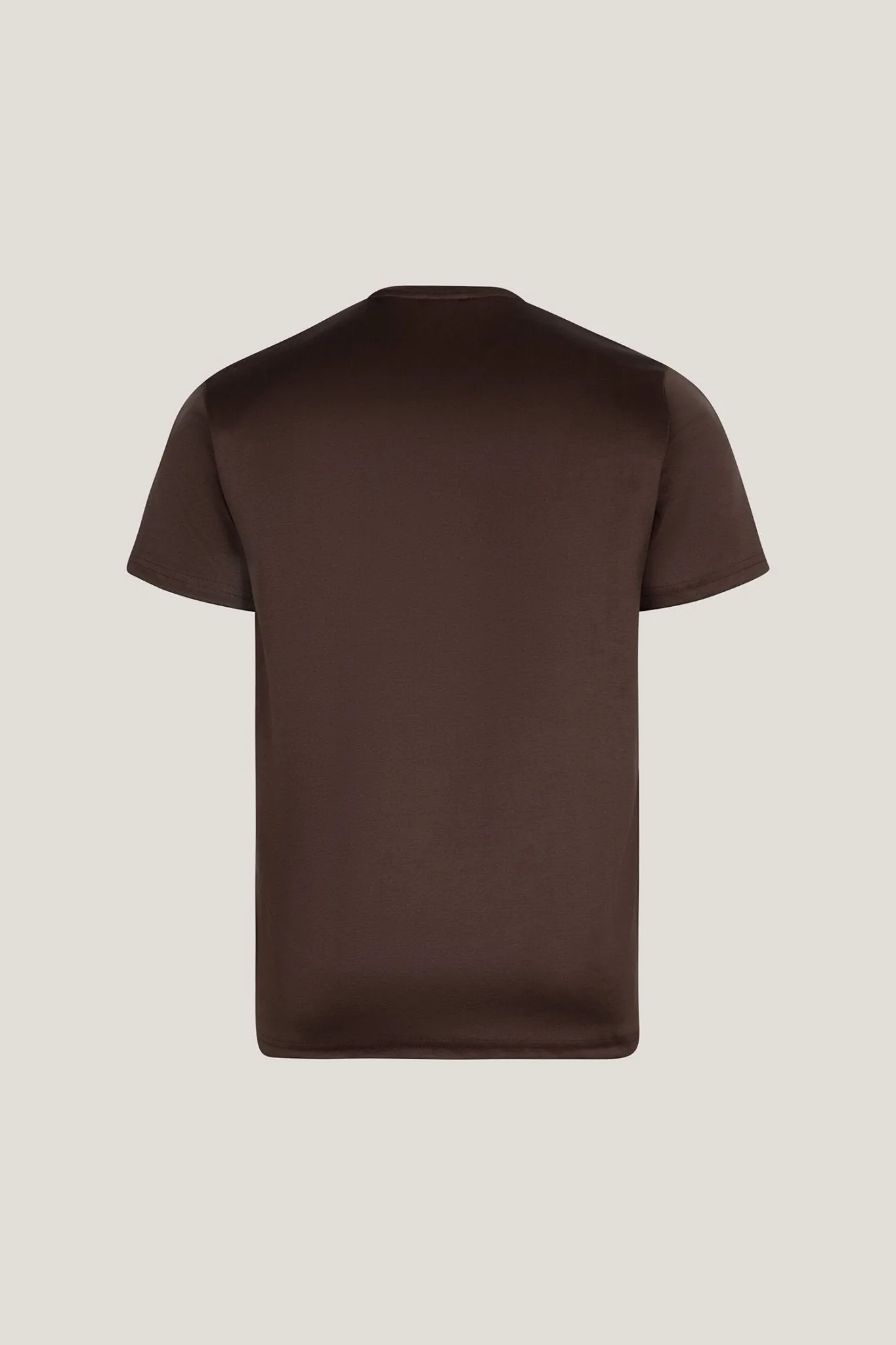 Double Knitted Luxurious Glow Crew Neck T-Shirt - Brown