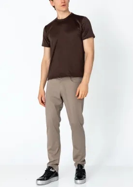 Double Knitted Luxurious Glow Crew Neck T-Shirt - Brown