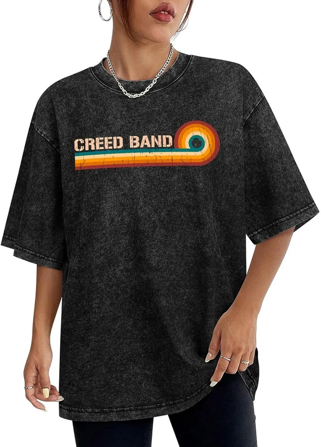 Durable Retro Oversized Cotton T-Shirts Cool Edgy Crew Neck Short Sleeve