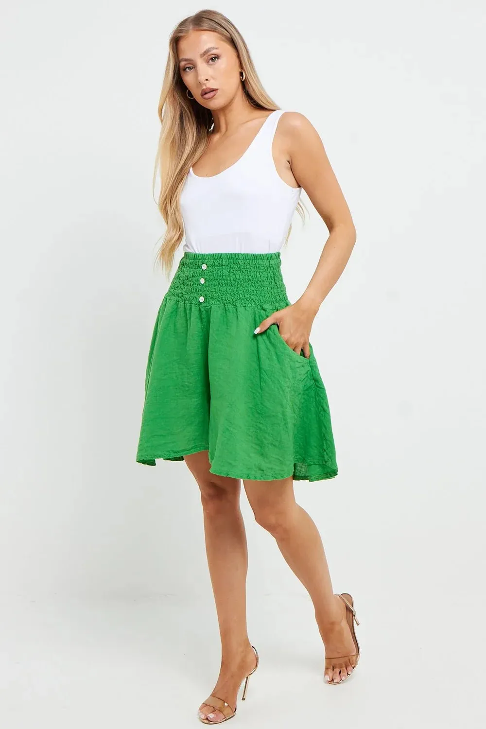 Esme Buttoned Detail Linen Short