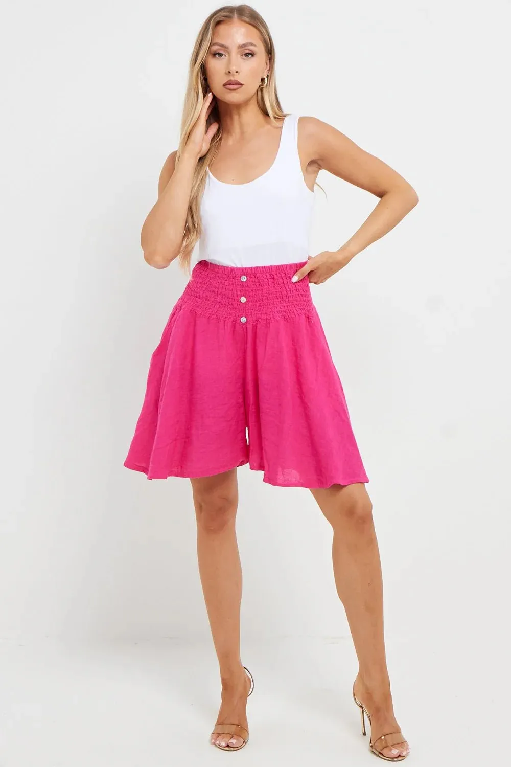 Esme Buttoned Detail Linen Short