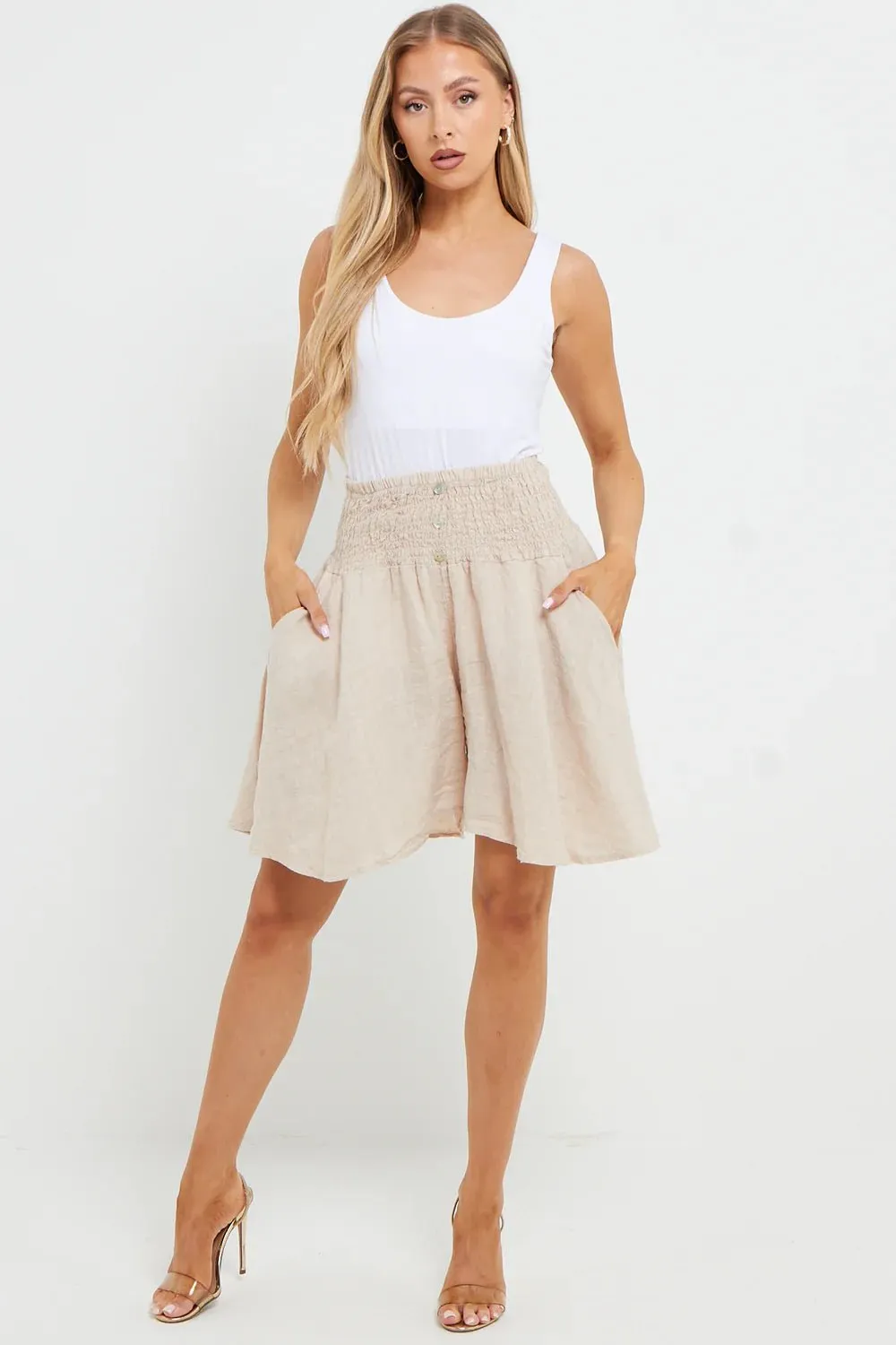 Esme Buttoned Detail Linen Short