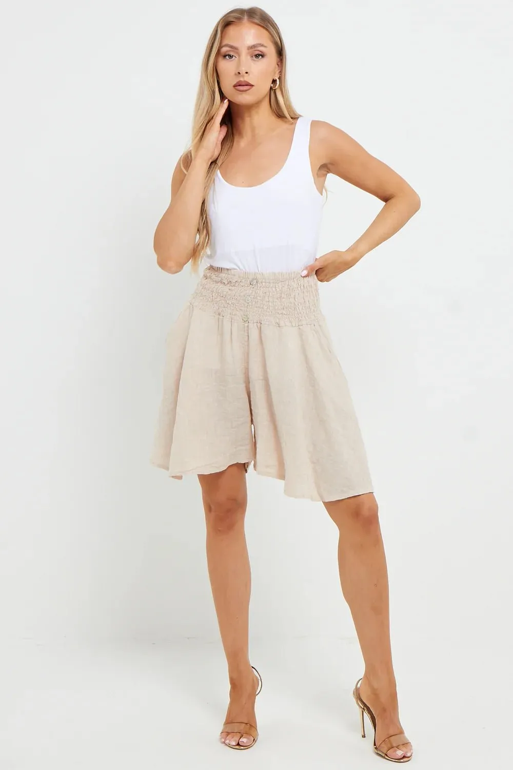 Esme Buttoned Detail Linen Short