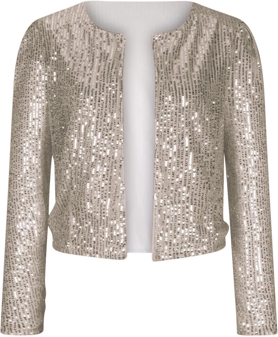 Fashion Sequin Jacket Women's Casual Party Elegant Sparkle Long Sleeve Jackets Glitter Front Zip Blazer Bomber Jacket