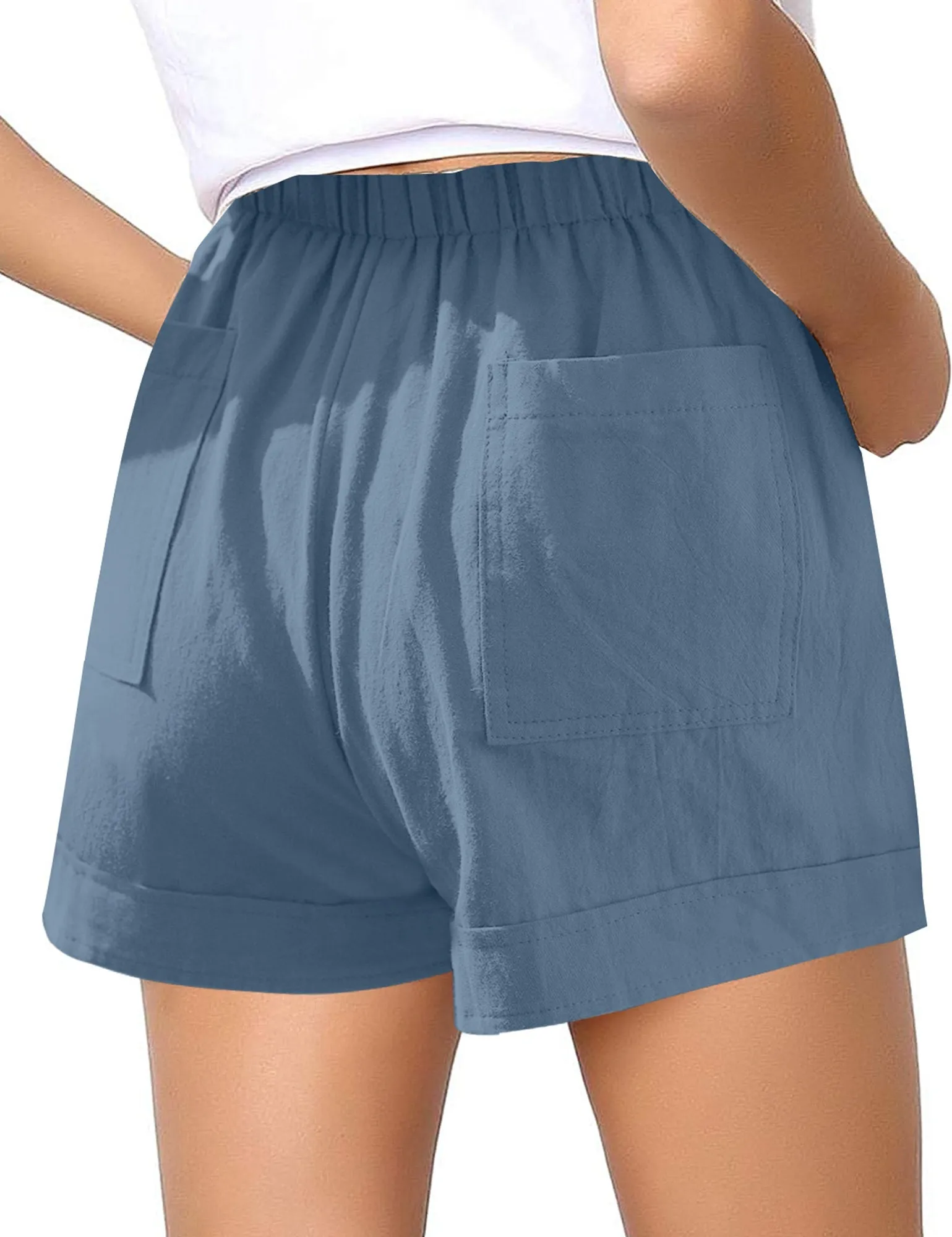 Girl's Summer Elastic Waist Casual Pocket Solid Shorts 6-13 Years