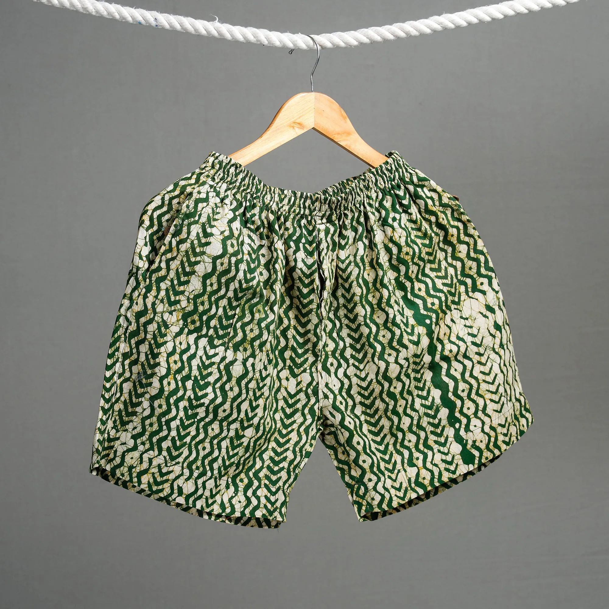 Green - Hand Batik Printed Cotton Unisex Boxer/Shorts