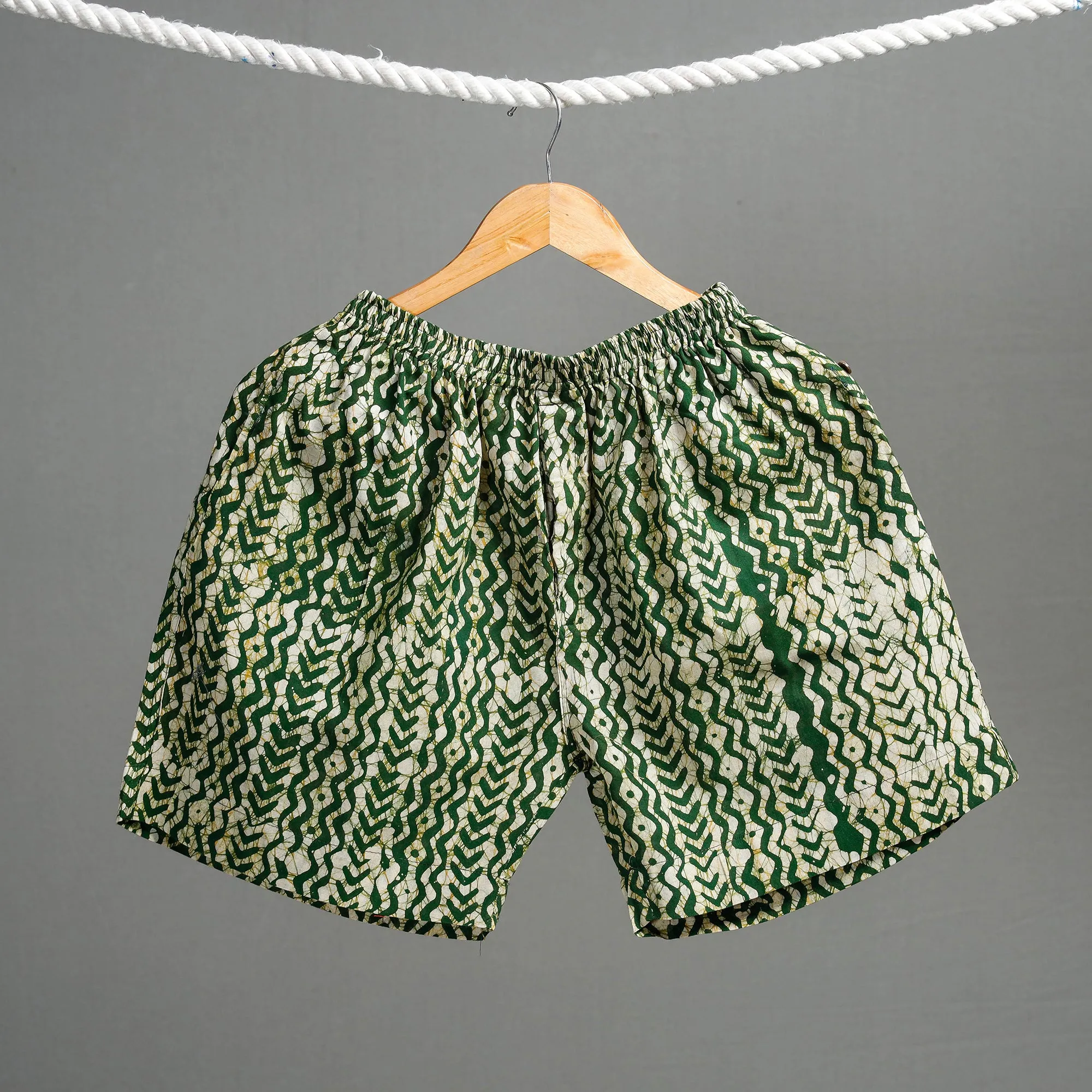 Green - Hand Batik Printed Cotton Unisex Boxer/Shorts