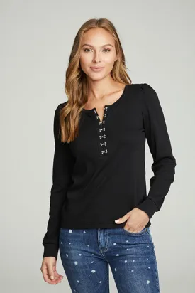 Hook and Eye Puff Sleeve Henley