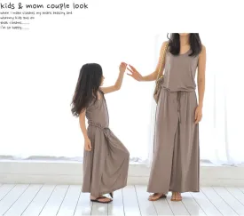 Hot sale mother and daughter family matching outfit summer fashion long girls Modal maxi elegant dress child clothes teenager