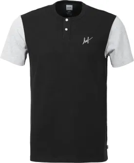 HUF Script Short Sleeve Henley, Black Ash Heather