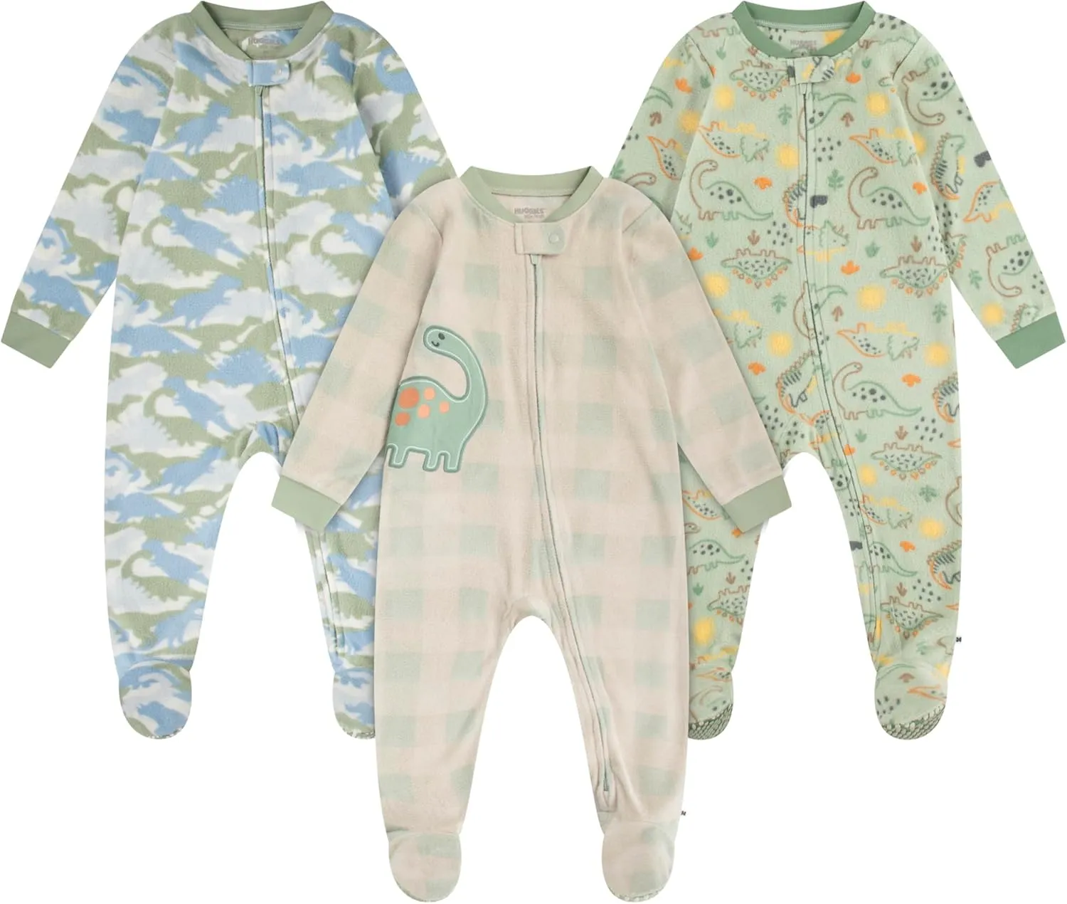 HUGGIES Unisex Baby 3-pack Footed Fleece Coverall Pajamas