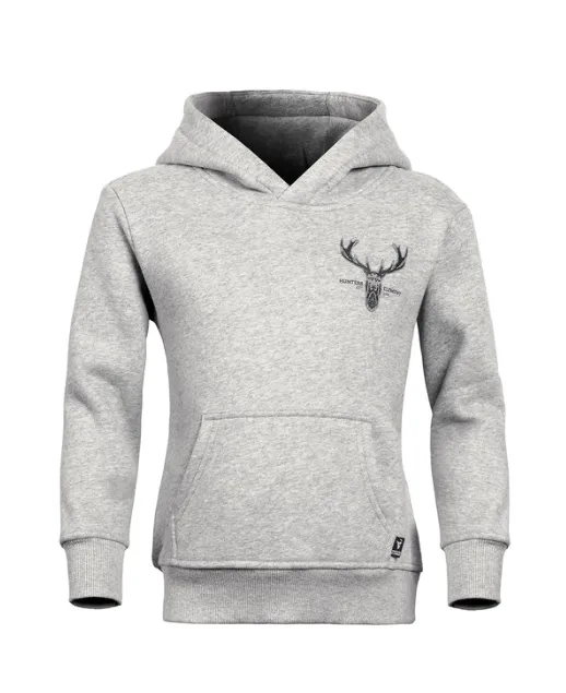 Hunters Element Kids Alpha Stag Hoodie - Grey Marle