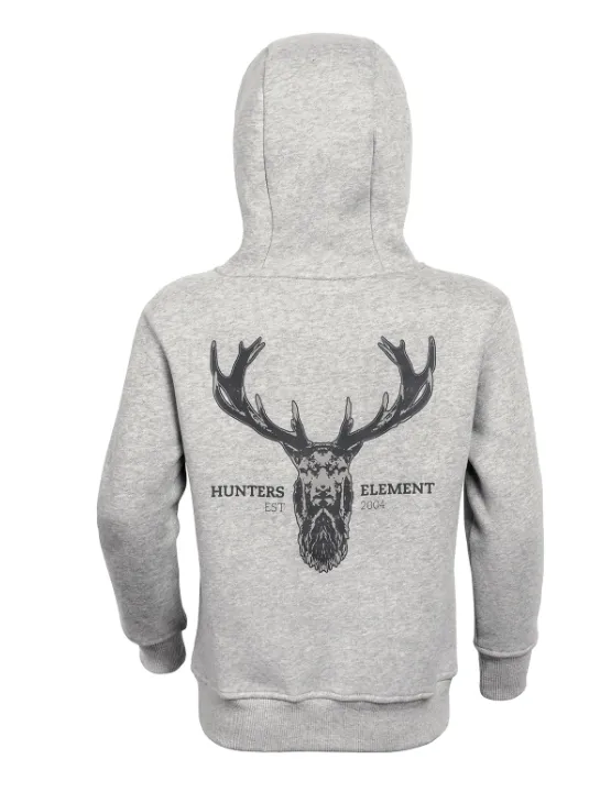 Hunters Element Kids Alpha Stag Hoodie - Grey Marle