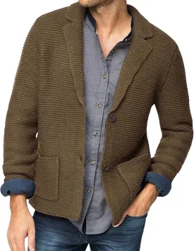 JEShifangjiusu Mens Casual Shawl Collar Cardigan Sweater Knitted Overcoat Slim Fit Cable Knit Button Up Sweaters With Pockets