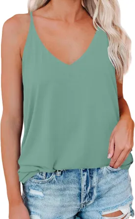 LOLONG V Neck Tank Tops for Women Summer Sexy Spaghetti Strap Sleeveless Shirts