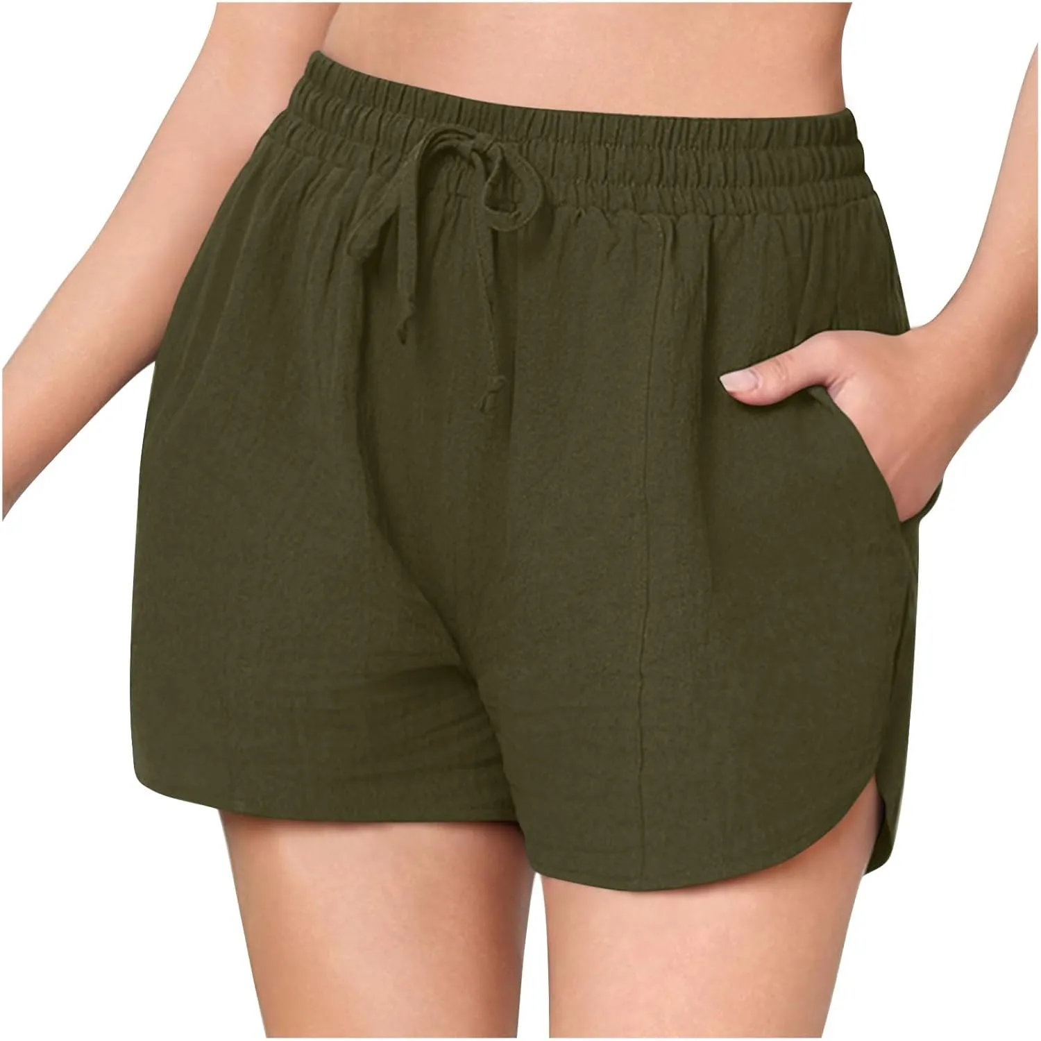 Lounge Shorts for Women Drawstring Summer Pull on Shorts Elastic High Waisted Wide Leg Short Beach Pants with Pockets