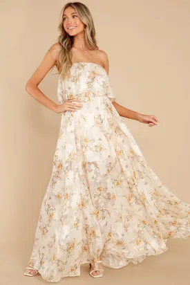 Lovely Vision Ivory Floral Print Maxi Dress