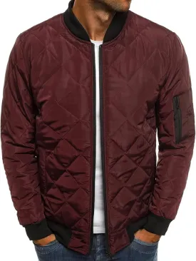 Maiyifu-GJ Men Diamond Quilted Bomber Jacket Lightweight Softshell Flight Jackets Windbreaker Varsity Slim Fit Full Zip Coat