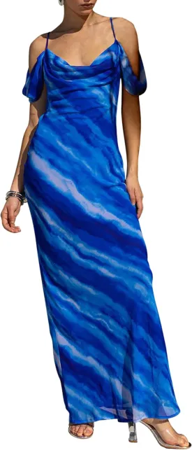 MASCOMODA Spaghetti Strap Long Maxi Dresses for Women 2025 Summer Floral Sexy Bodycon Backless Formal Wedding Guest Dress
