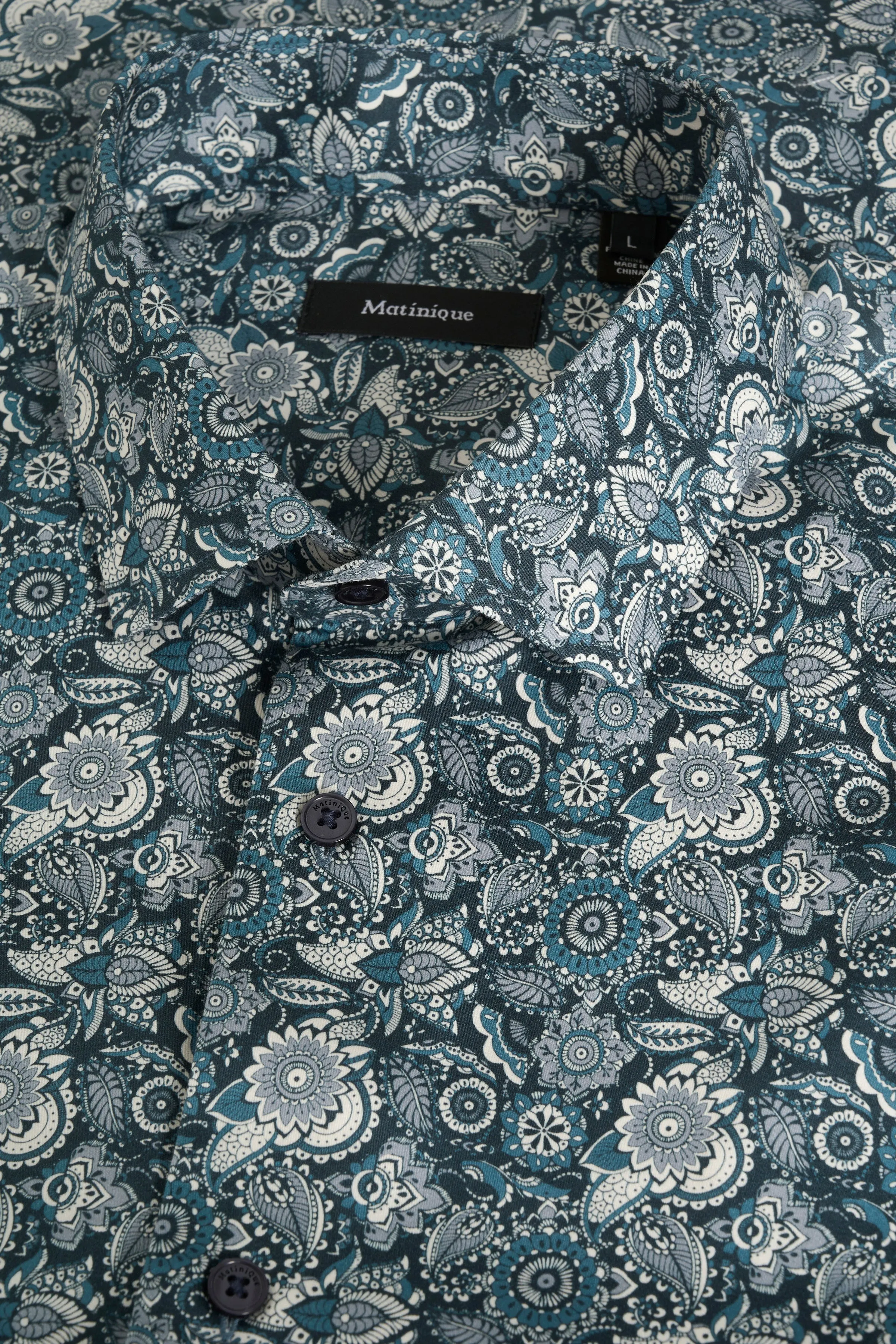 Matinique® Trostol Fancy Leaf Luxury Print Shirt/Oceanview - New AW24
