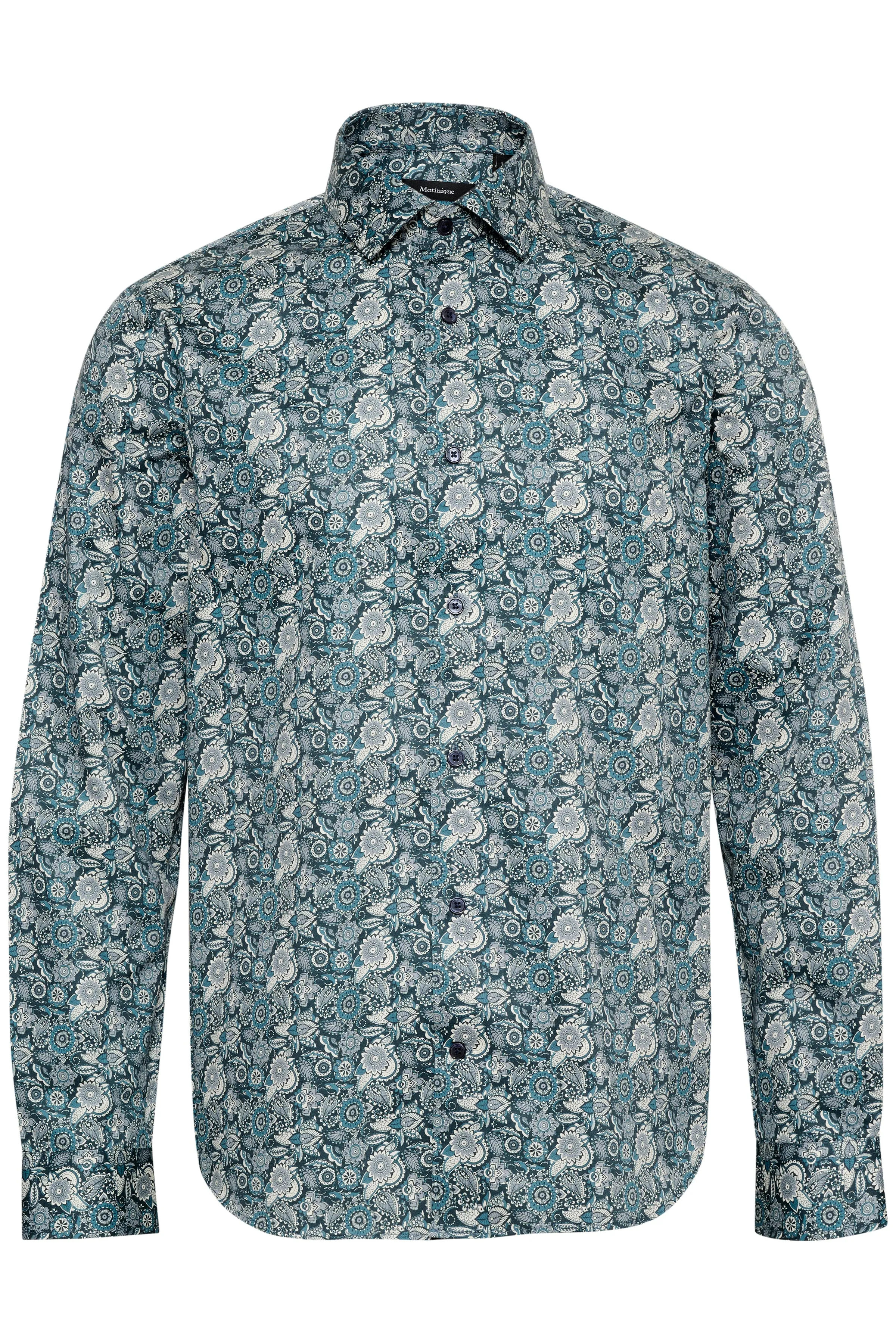 Matinique® Trostol Fancy Leaf Luxury Print Shirt/Oceanview - New AW24