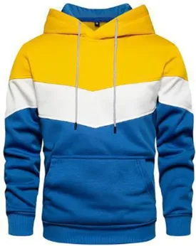 Men's Novelty Color Block Pullover Athletic Workout Hoodie Long Sleeve Casual Sweatshirt Fashion Drawstring Hoody Top
