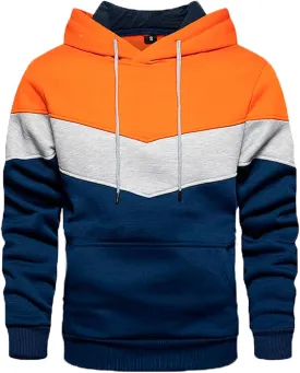 Men's Novelty Color Block Pullover Athletic Workout Hoodie Long Sleeve Casual Sweatshirt Fashion Drawstring Hoody Top