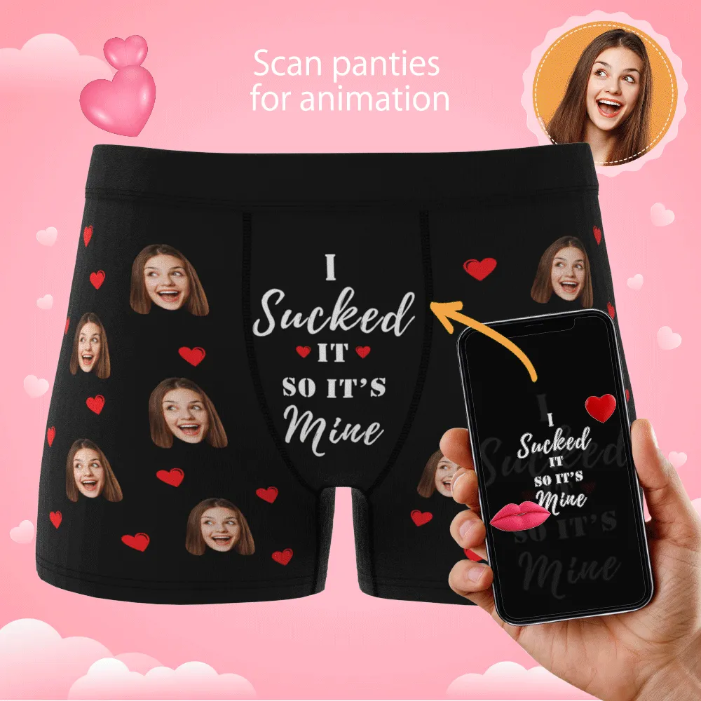 Men's Personalized Funny Face with Hearts It's Mine Photo Boxers
