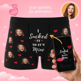 Men's Personalized Funny Face with Hearts It's Mine Photo Boxers