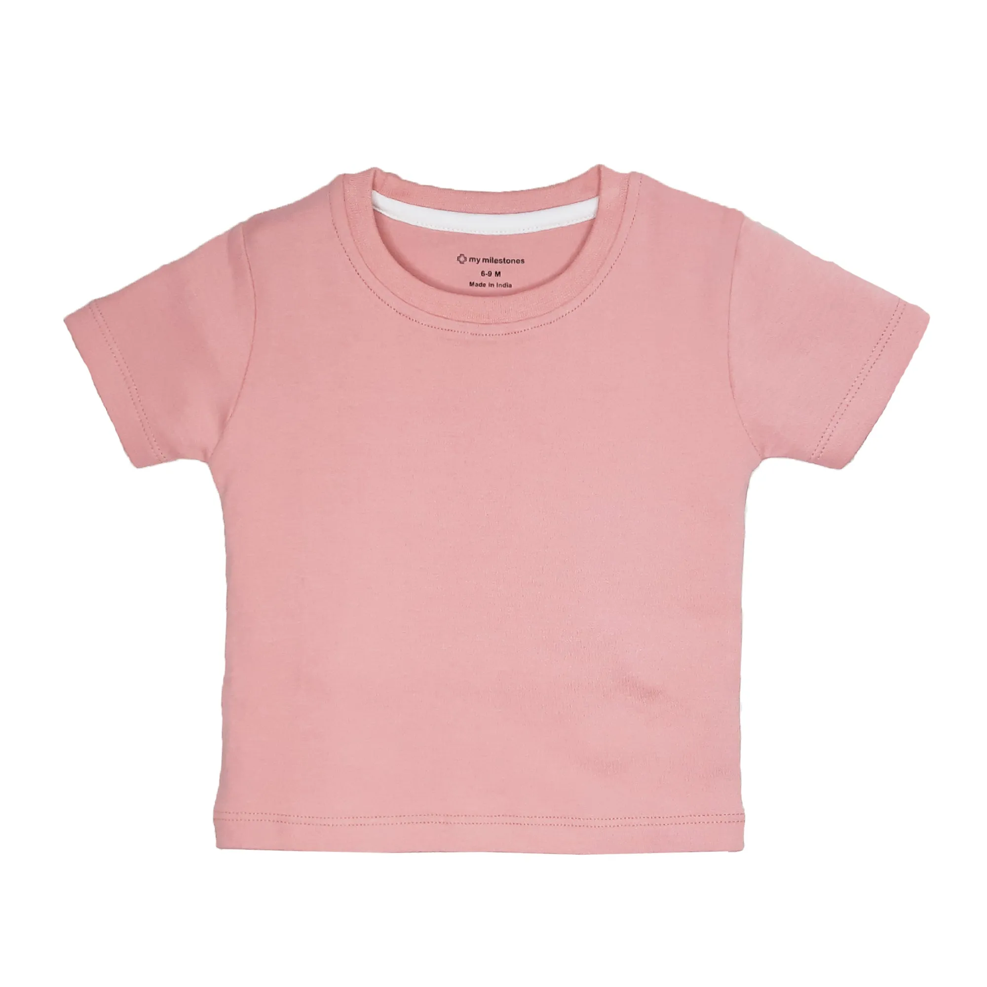 My Milestones Round Neck T-Shirt HS Solid Aqua / Peach / Pink - 3 Pc Pack