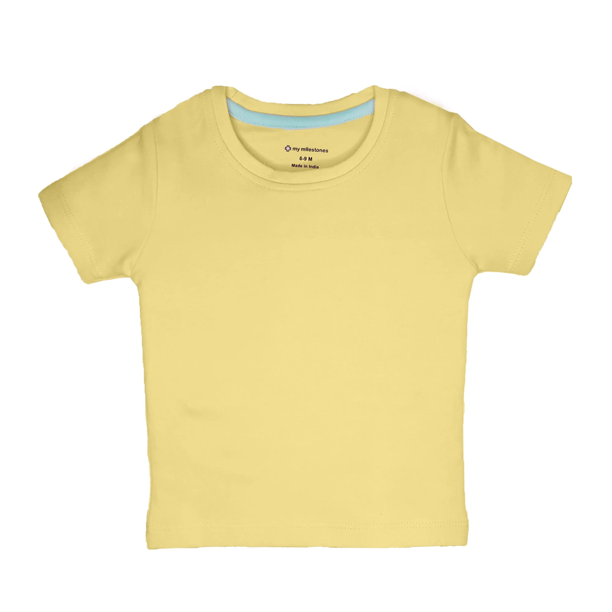 My Milestones Round Neck T-Shirt HS Solid Yellow / White / Grey - 3 Pc Pack