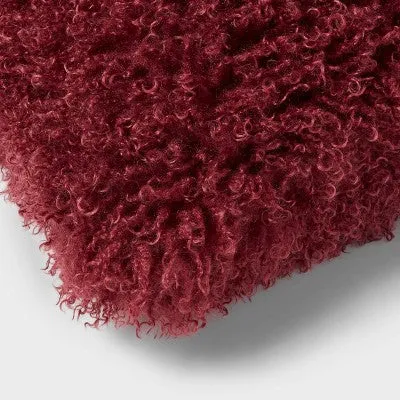 New - Threshold Luxe Faux Mongolian Fur Euro Pillow 24x24 OEKO-TEX, Berry Purple
