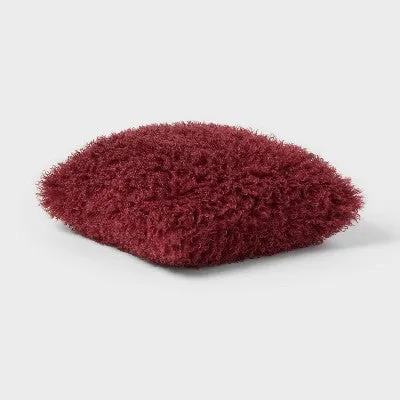 New - Threshold Luxe Faux Mongolian Fur Euro Pillow 24x24 OEKO-TEX, Berry Purple