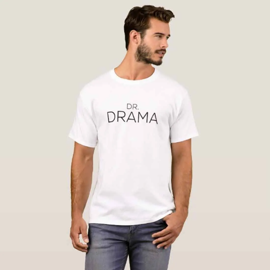 Nutcase Designer Round Neck Men's T-Shirt Wrinkle-Free Poly Cotton Tees - Dr. Drama