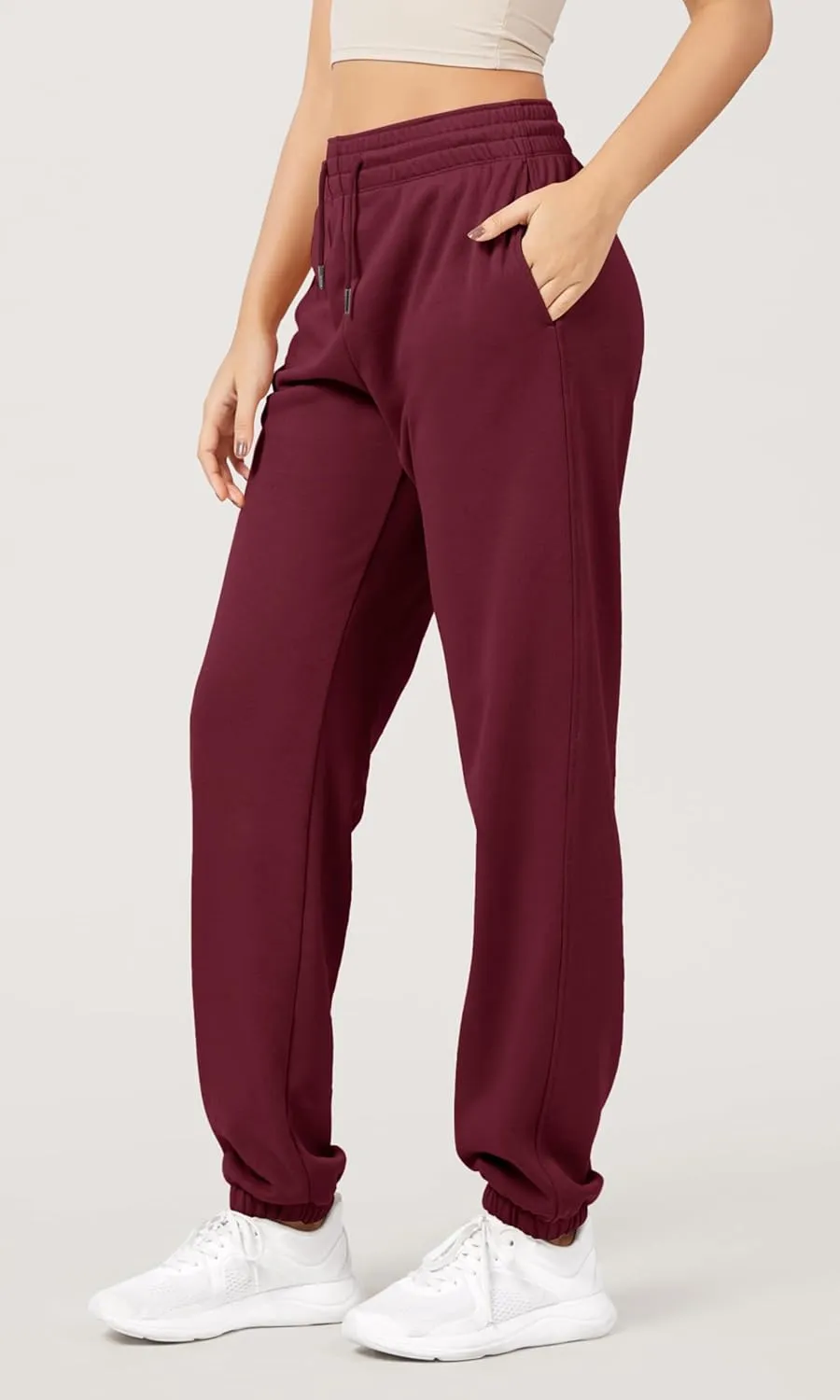 ODODOS Women's Sweatpants Cotton French Terry High Waist Drawstring Casual Lounge Pants with Pockets