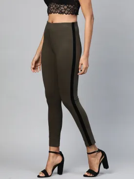 Olive Side Tape Jeggings