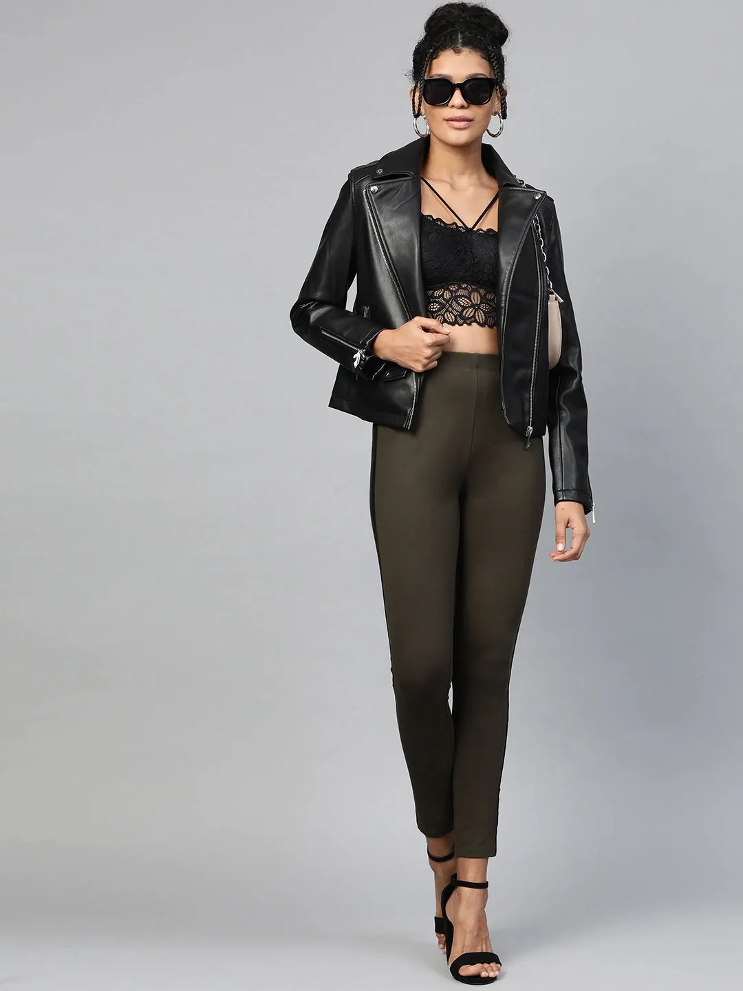 Olive Side Tape Jeggings