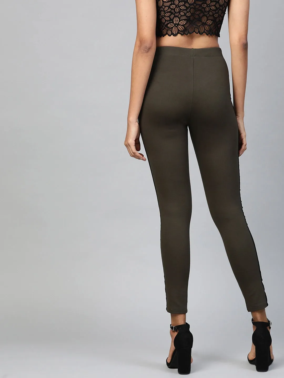 Olive Side Tape Jeggings