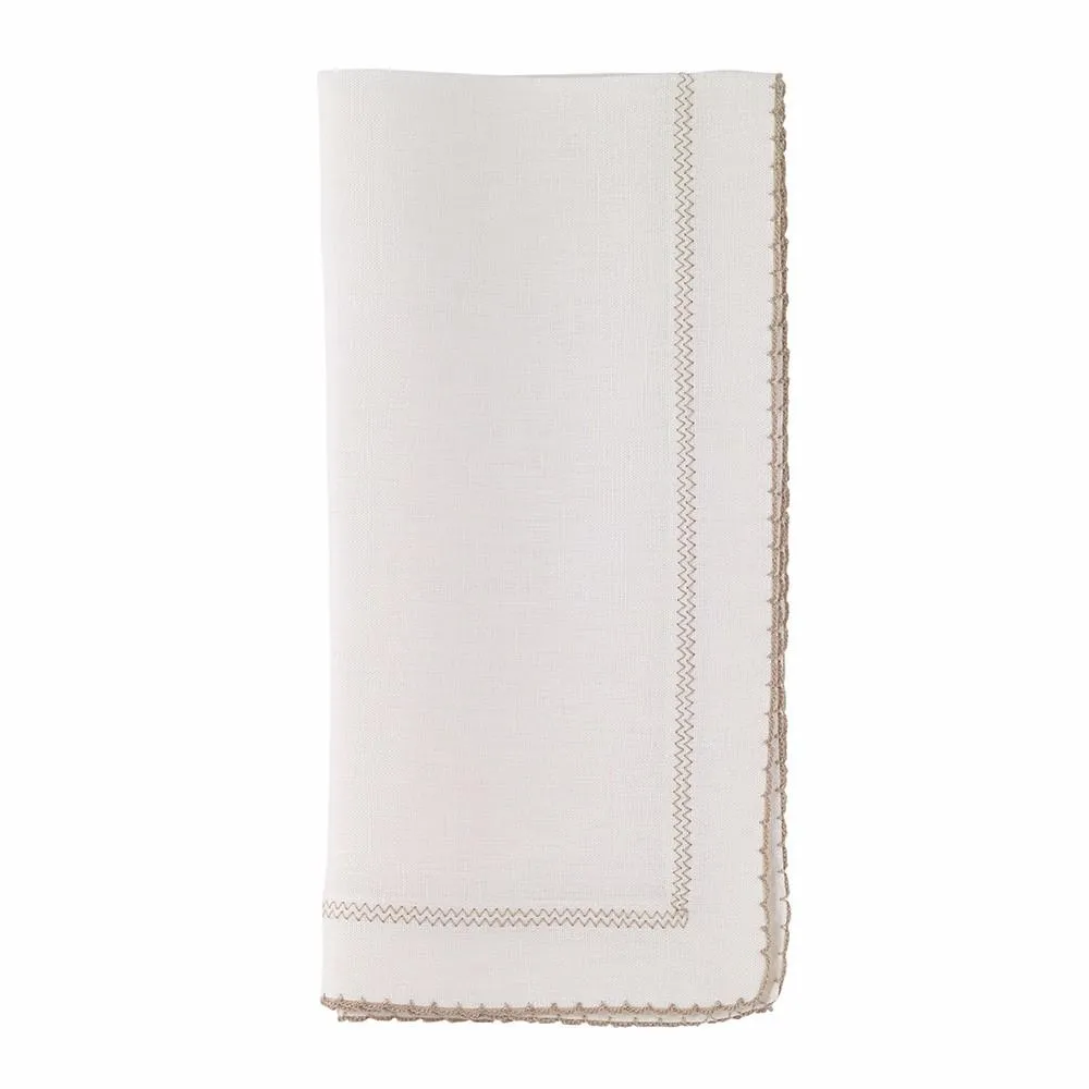 Picot Trimmed Linen Dinner Napkins