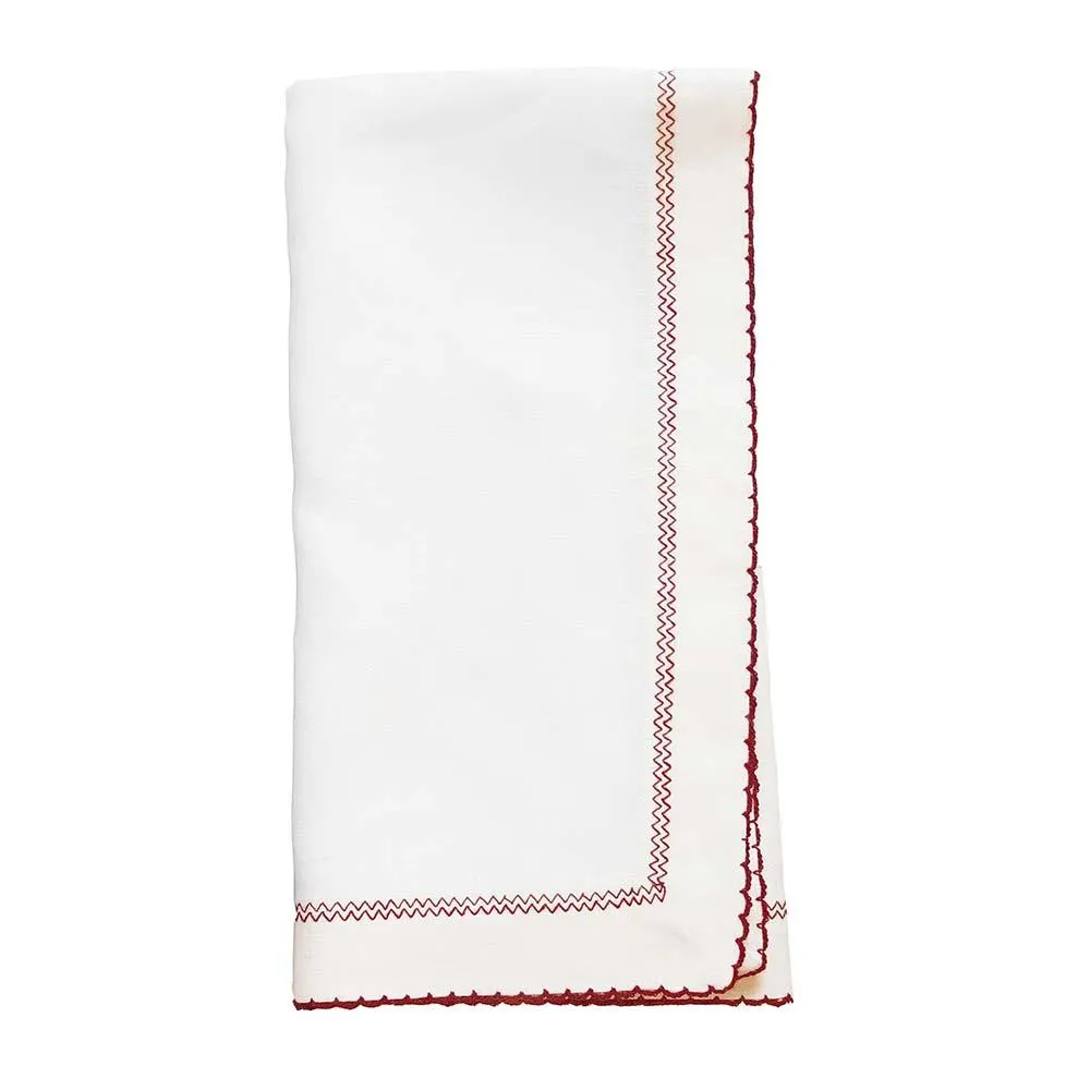 Picot Trimmed Linen Dinner Napkins