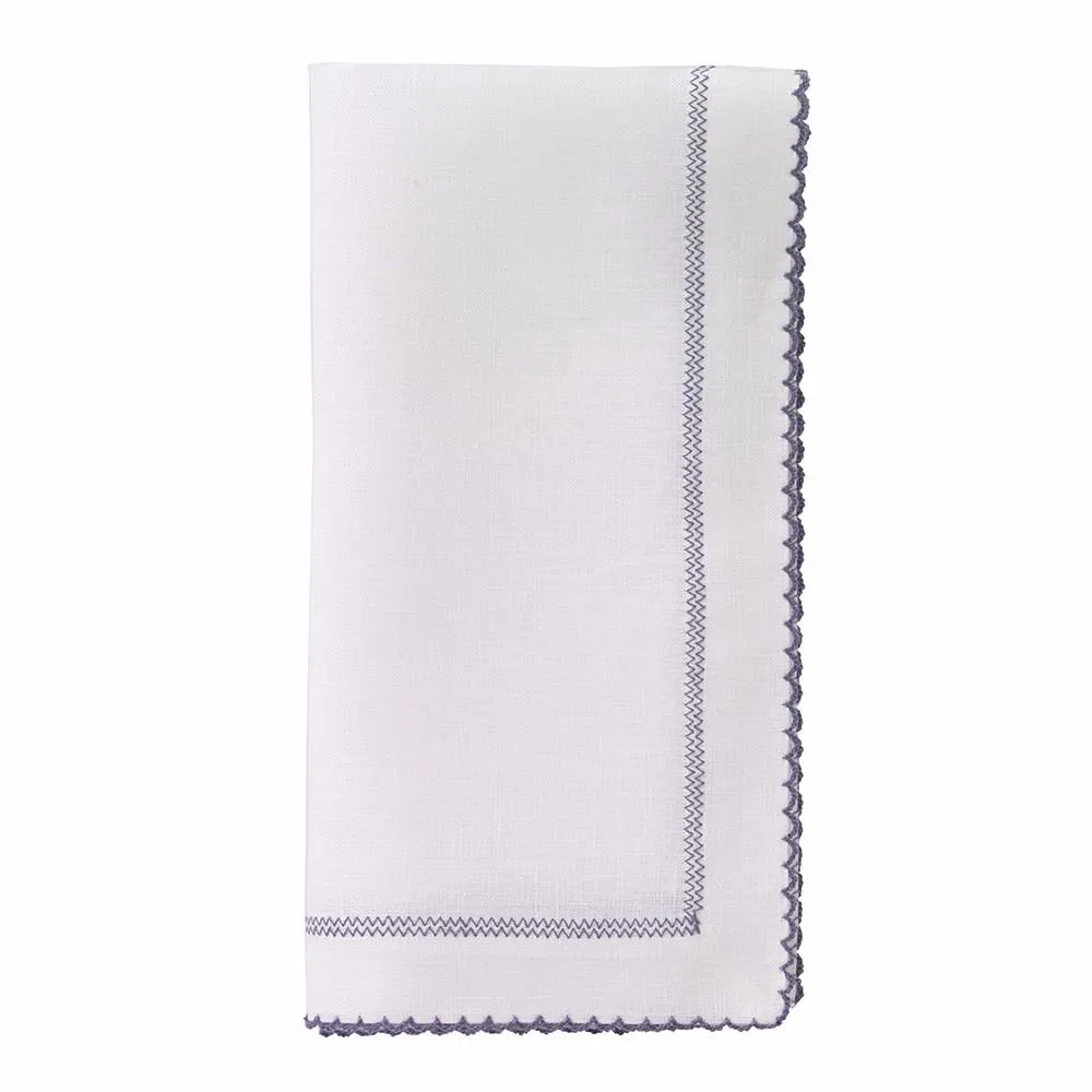 Picot Trimmed Linen Dinner Napkins