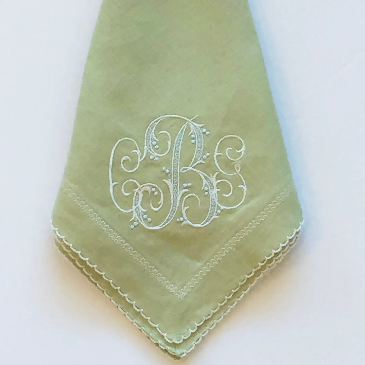 Picot Trimmed Linen Dinner Napkins