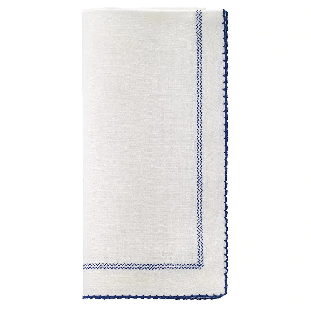 Picot Trimmed Linen Dinner Napkins