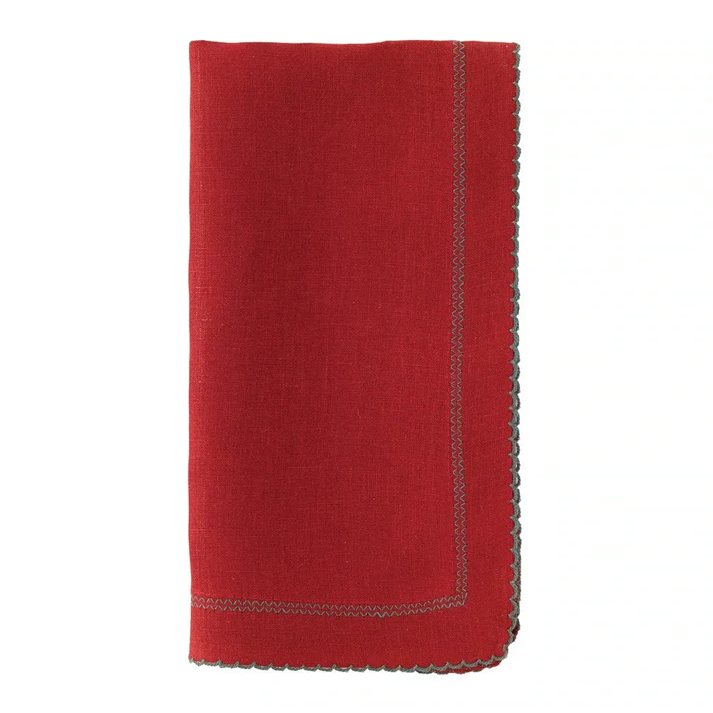Picot Trimmed Linen Dinner Napkins