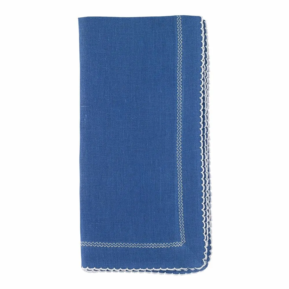 Picot Trimmed Linen Dinner Napkins