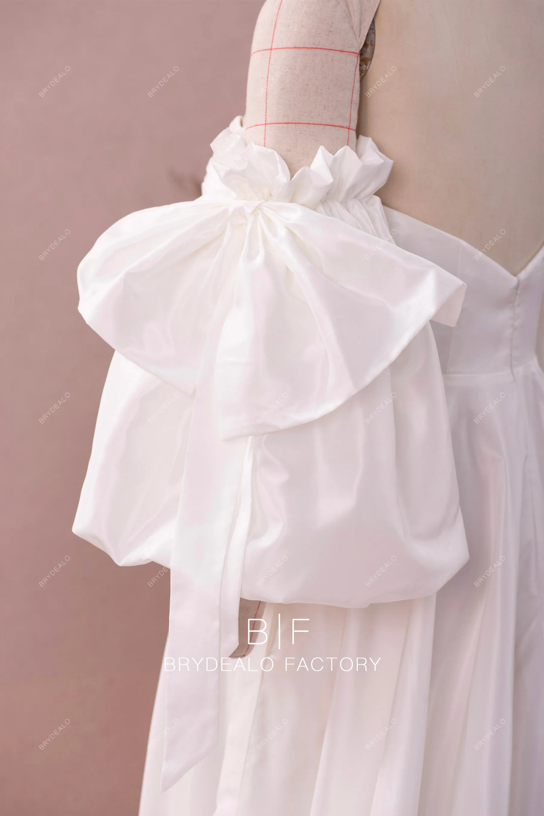 Plus Size Bubble Sleeve Sweetheart Designer Taffeta Wedding Dress