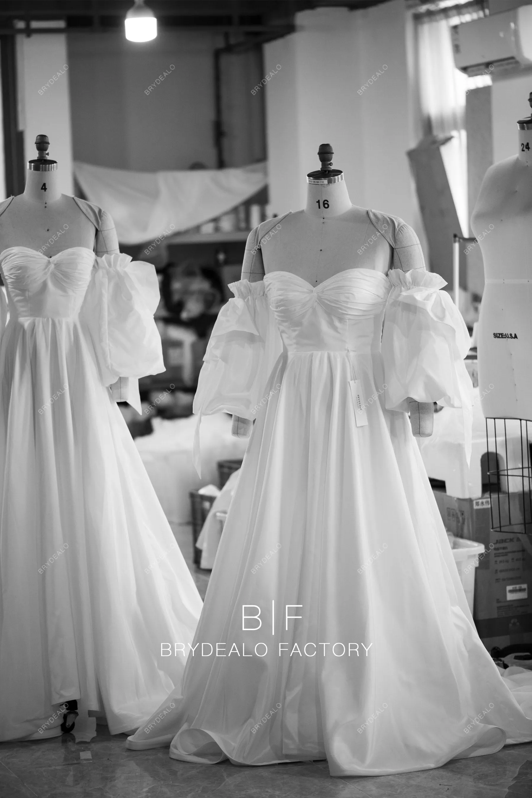 Plus Size Bubble Sleeve Sweetheart Designer Taffeta Wedding Dress