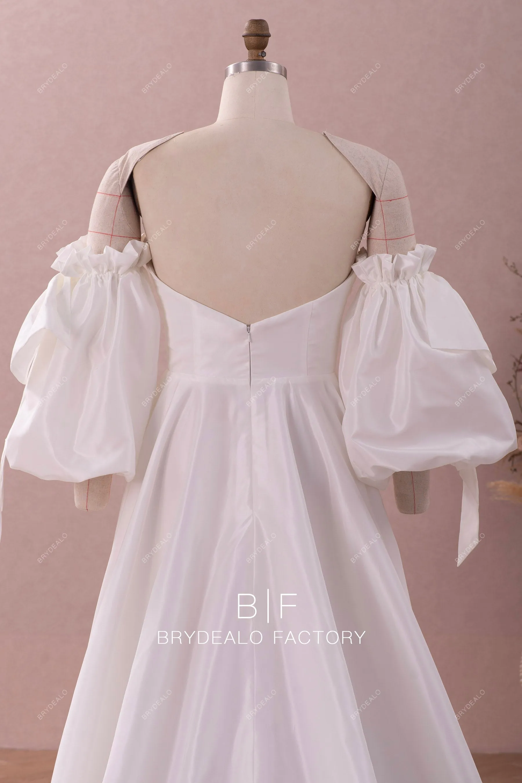Plus Size Bubble Sleeve Sweetheart Designer Taffeta Wedding Dress