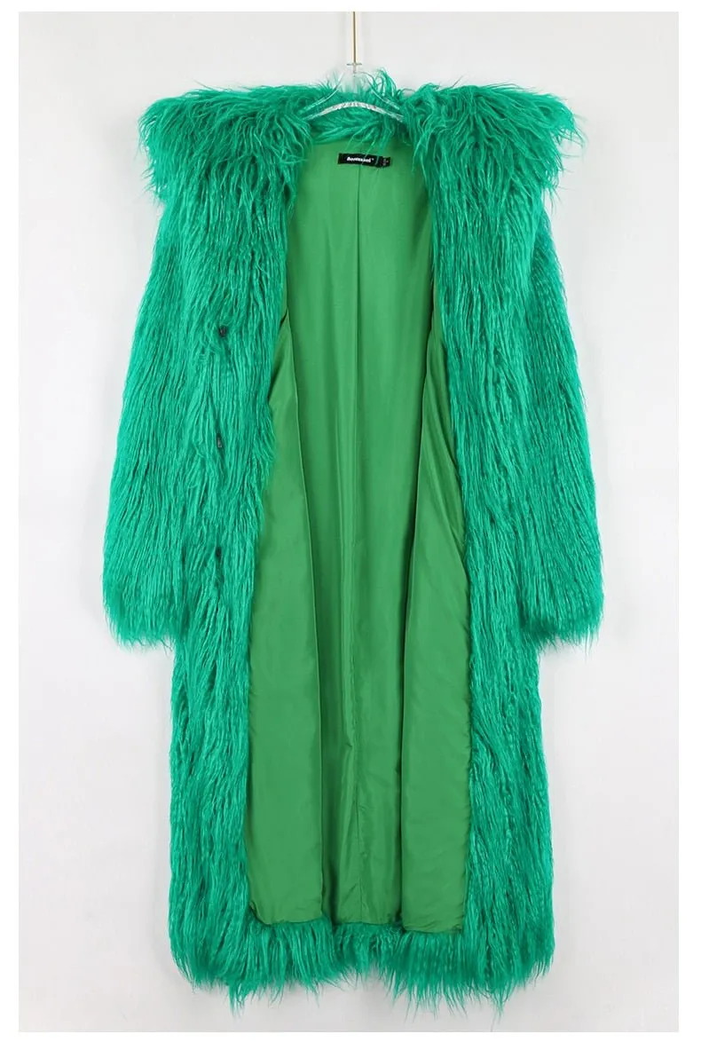 Pre Order:  Shaggy Green Faux Fur Jacket - Final Sale